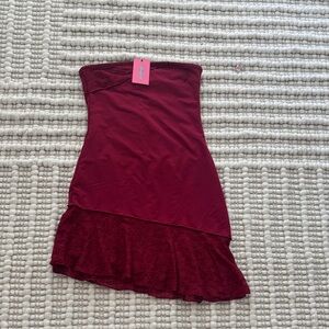 Edikted Deep Red Lace Dress